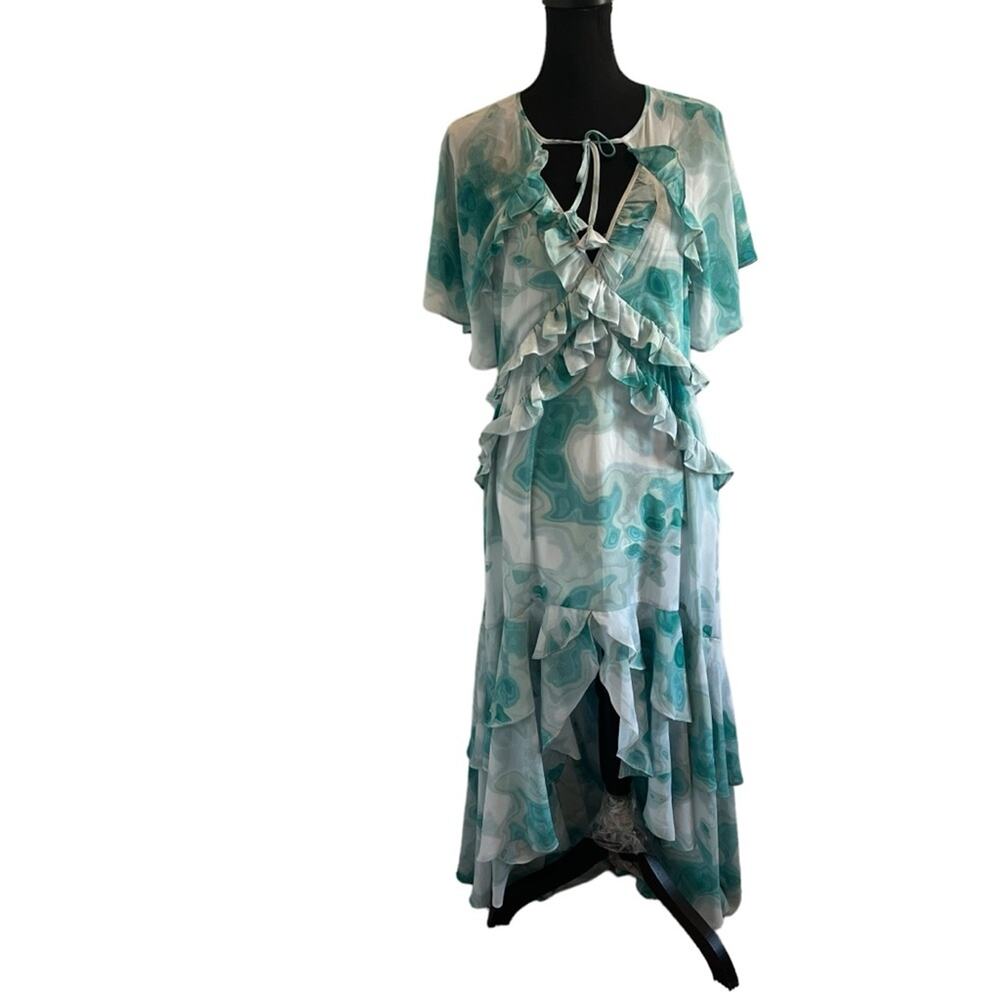 NWT Boho Peasant Small Gigio By Umgee Hi Lo Ruffle Maxi Dress Size S